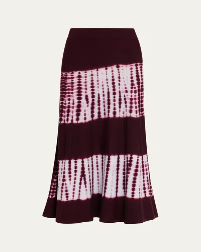 Cara Cara Lilith Tie-dye Midi Skirt In Burgundy