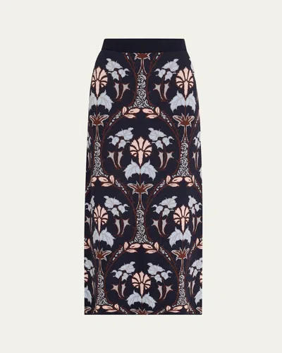 Cara Cara Lillian Jacquard Knit Pencil Skirt In Arcada Navy