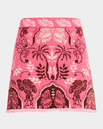 Cara Cara Lindy Jacquard Knit Wool-blend Mini Skirt In Sanibel Isl Pink