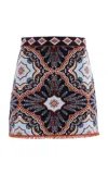 Cara Cara Lindy Printed Wool-cashmere Mini Skirt In Navy
