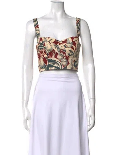 Pre-owned Cara Cara Linen Floral Print Crop Top W/ Tags In Pink