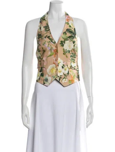 Pre-owned Cara Cara Linen Floral Print Top In Multicolor