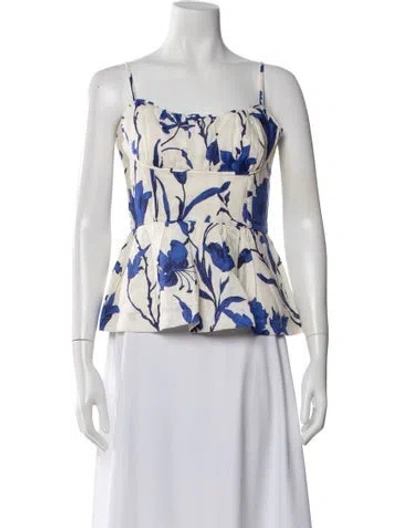 Pre-owned Cara Cara Linen Floral Print Top W/ Tags In Multicolor