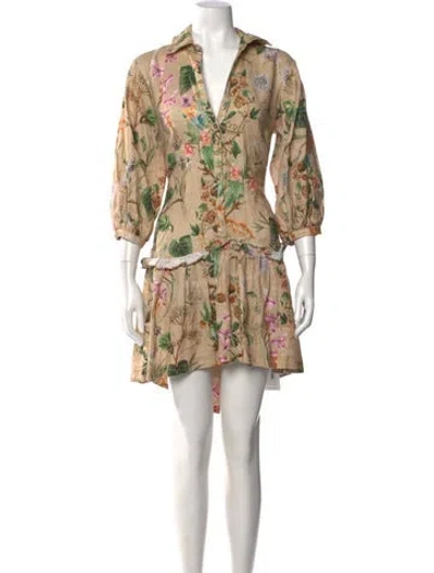 Pre-owned Cara Cara Linen Knee-length Dress In Neutral