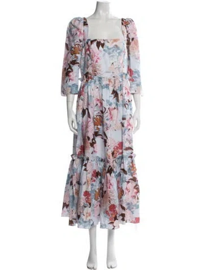 Pre-owned Cara Cara Linen Long Dress In Blue