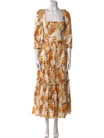 Pre-owned Cara Cara Linen Long Dress In Brown