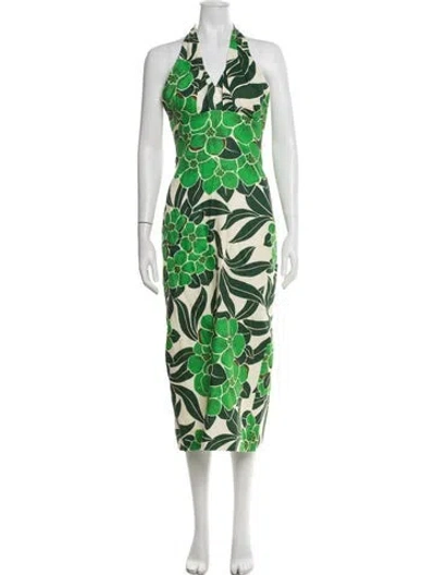Pre-owned Cara Cara Linen Long Dress In Green