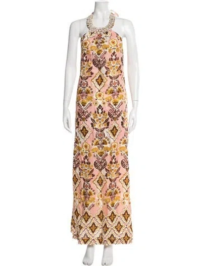 Pre-owned Cara Cara Linen Long Dress In Orange