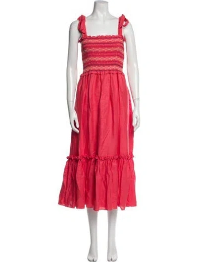 Pre-owned Cara Cara Linen Long Dress In Pink