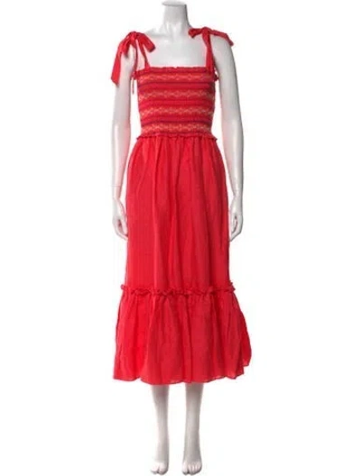 Pre-owned Cara Cara Linen Long Dress In Pink