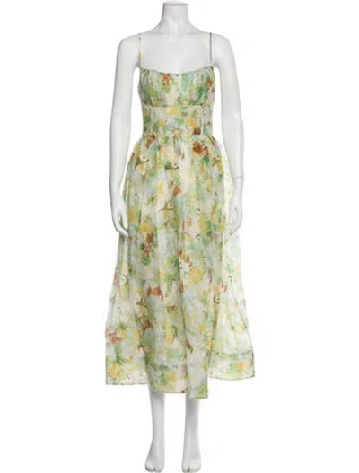 Pre-owned Cara Cara Linen Long Dress W/ Tags In Green