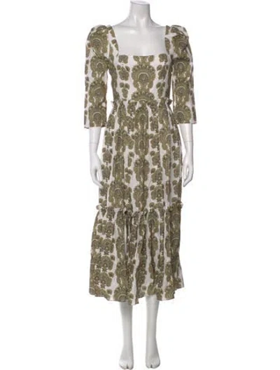 Pre-owned Cara Cara Linen Long Dress W/ Tags In Green