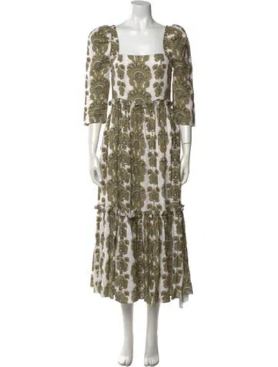 Pre-owned Cara Cara Linen Long Dress In White