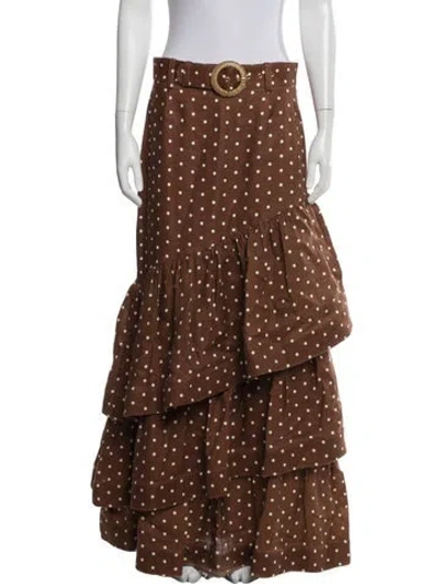 Pre-owned Cara Cara Linen Long Skirt In Brown