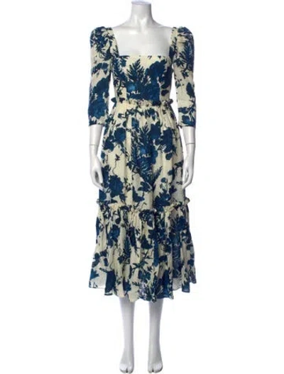 Pre-owned Cara Cara Linen Midi Length Dress In Blue