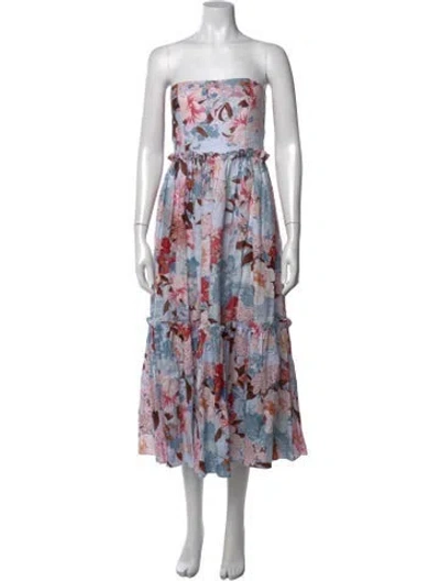 Pre-owned Cara Cara Linen Midi Length Dress In Blue