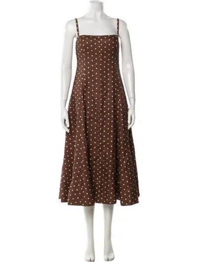 Pre-owned Cara Cara Linen Midi Length Dress In Brown