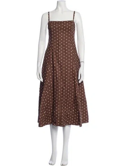 Pre-owned Cara Cara Linen Midi Length Dress In Brown