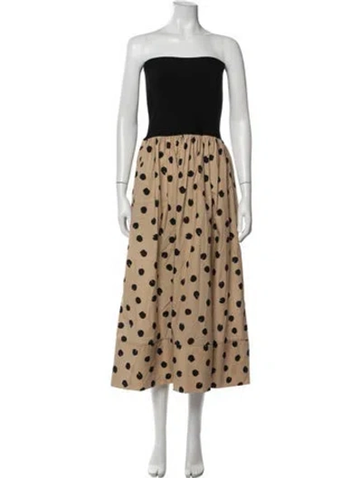 Pre-owned Cara Cara Linen Midi Length Dress In Brown/neutrals