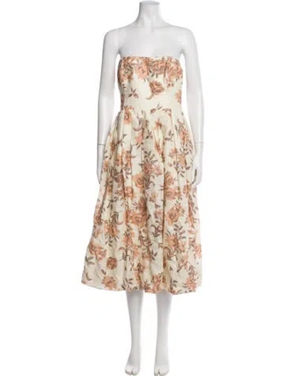 Pre-owned Cara Cara Linen Midi Length Dress In Green