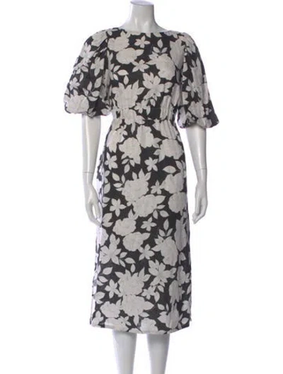 Pre-owned Cara Cara Linen Midi Length Dress In Multi