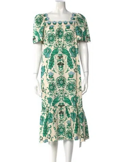 Pre-owned Cara Cara Linen Midi Length Dress In Neutral