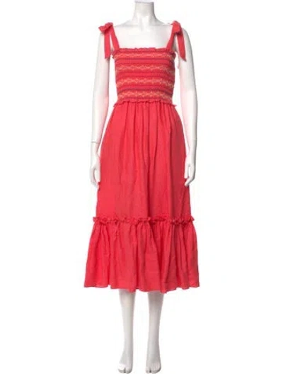 Pre-owned Cara Cara Linen Midi Length Dress In Pink