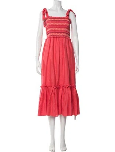 Pre-owned Cara Cara Linen Midi Length Dress In Pink