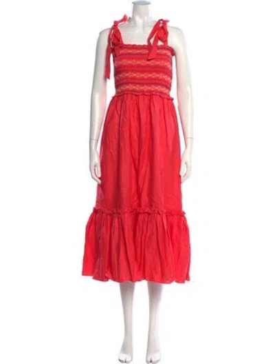 Pre-owned Cara Cara Linen Midi Length Dress In Pink