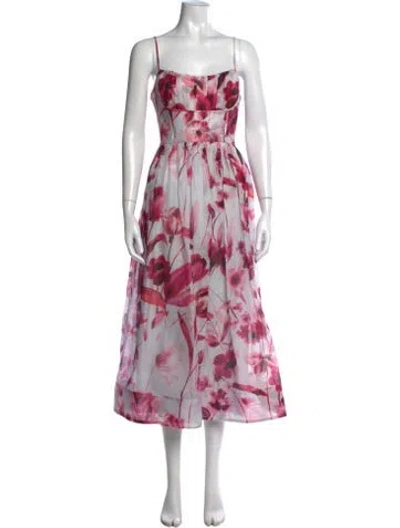 Pre-owned Cara Cara Linen Midi Length Dress In Pink