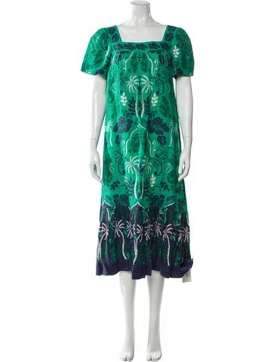 Pre-owned Cara Cara Linen Midi Length Dress W/ Tags In Green