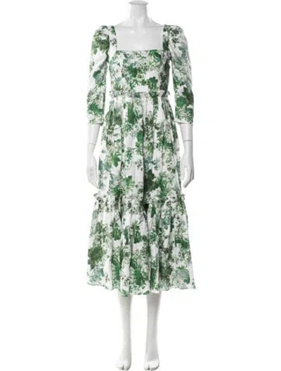 Pre-owned Cara Cara Linen Midi Length Dress W/ Tags In Green