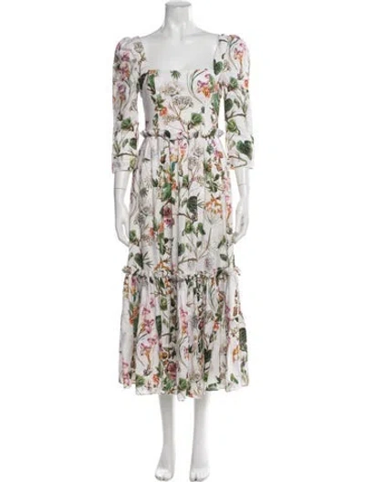 Pre-owned Cara Cara Linen Midi Length Dress W/ Tags In White