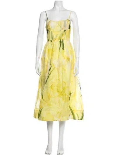 Pre-owned Cara Cara Linen Midi Length Dress W/ Tags In Yellow