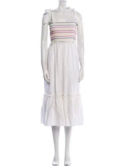 Pre-owned Cara Cara Linen Midi Length Dress In White