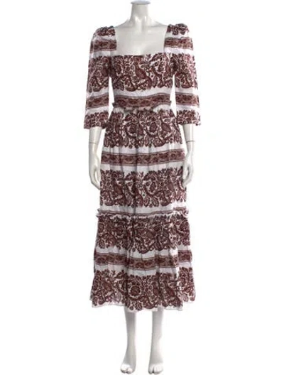 Pre-owned Cara Cara Linen Midi Length Dress In White