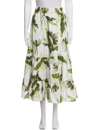 Pre-owned Cara Cara Linen Midi Length Skirt In White