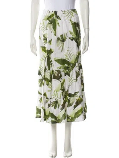 Pre-owned Cara Cara Linen Midi Length Skirt In White