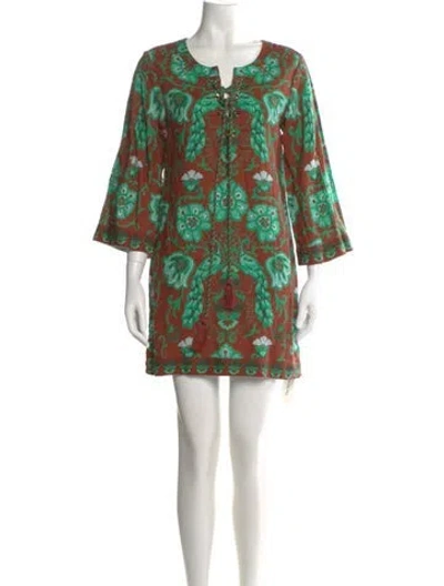 Pre-owned Cara Cara Linen Mini Dress In Brown