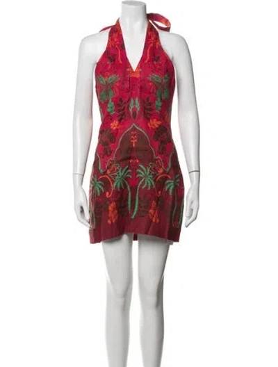 Pre-owned Cara Cara Linen Mini Dress In Pink