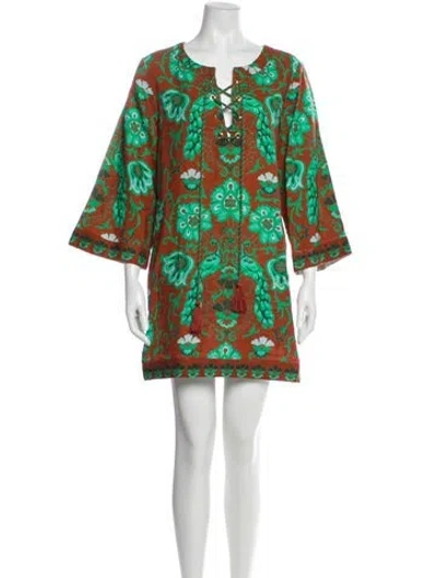 Pre-owned Cara Cara Linen Mini Dress W/ Tags In Green