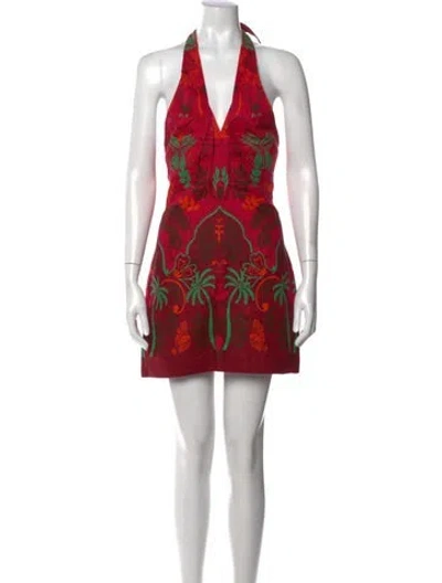 Pre-owned Cara Cara Linen Mini Dress W/ Tags In Red
