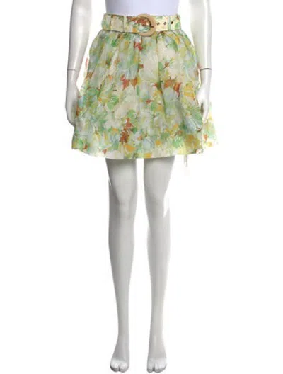 Pre-owned Cara Cara Linen Mini Skirt In Blue