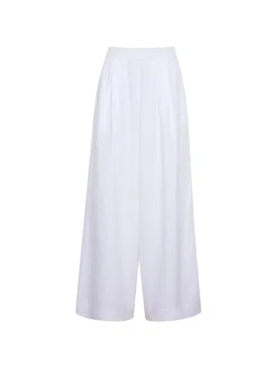 Cara Cara Linen Pleated Palazzo Pants In White