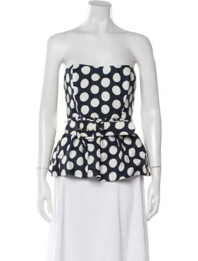 Pre-owned Cara Cara Linen Polka Dot Print Top W/ Tags In Multicolor