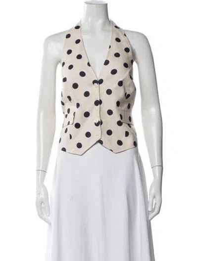 Pre-owned Cara Cara Linen Polka Dot Print Vest In Neutrals