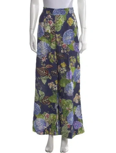 Pre-owned Cara Cara Linen Wide Leg Pants In Blue