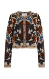 Cara Cara Livi Fringed Wool-cotton Jacquard Jacket In Animal Print