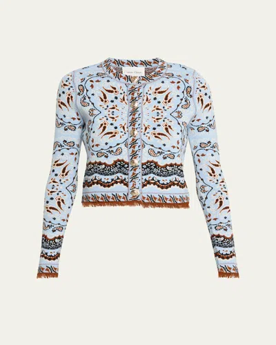 Cara Cara Livi Jacquard Wool-blend Jacket In Blue