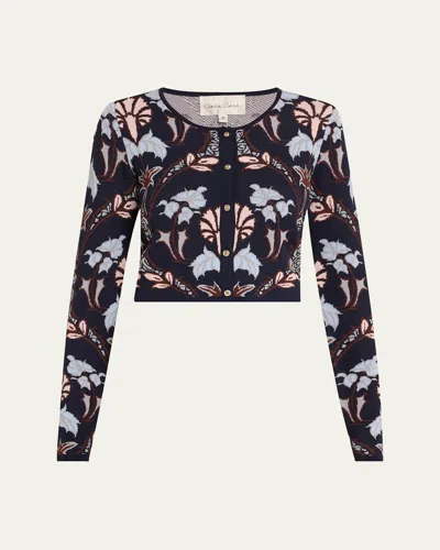 Cara Cara Llana Jacquard Knit Cardigan In Arcada Navy